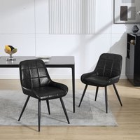 Esszimmerstühle 2er Set, Küchenstuhl mit Armlehne Rückenlehne, Polsterstuhl Wohnzimmerstuhl aus Kunstleder Metallbeine, für Wohnzimmer Schlafzimmer von WOLTU