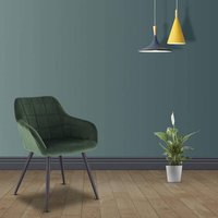 Esszimmerstühle 2er Set Küchenstuhl Polsterstuhl Wohnzimmerstuhl Sessel mit Armlehne, Sitzfläche aus Samt, Metallbeine, Dunkelgrün - Woltu Esszimmerstühle 2er Set Küchenstuhl Polsterstuhl Wohnzimmerstuhl Sessel mit Armlehne, Sitzfläche aus Samt, Metallbeine, Dunkelgrün - Woltu von WOLTU