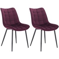 Esszimmerstühle 2er Set Küchenstuhl Polsterstuhl Wohnzimmerstuhl Sessel mit Rückenlehne, Sitzfläche aus Samt, Metallbeine, Bordeaux - Woltu Esszimmerstühle 2er Set Küchenstuhl Polsterstuhl Wohnzimmerstuhl Sessel mit Rückenlehne, Sitzfläche aus Samt, Metallbeine, Bordeaux - Woltu von WOLTU