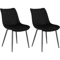 Esszimmerstühle 2er Set Küchenstuhl Polsterstuhl Wohnzimmerstuhl Sessel mit Rückenlehne, Sitzfläche aus Samt, Metallbeine, Schwarz - Woltu von WOLTU