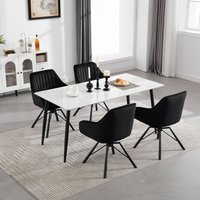 Esszimmerstühle 4er Set Drehstuhl Samt Polsterstuhl mit Armlehne Metallbeine Küchenstuhl ergonomisch Loungesessel für Wohnzimmer Esszimmer Schwarz von WOLTU