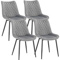 Esszimmerstühle 4er Set Küchenstuhl Polsterstuhl Wohnzimmerstuhl Sessel mit Rückenlehne, Sitzfläche aus Samt, Metallbeine, Hellgrau - Woltu von WOLTU