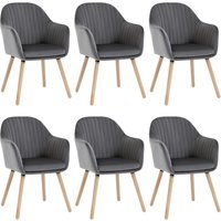 Esszimmerstühle 6er Set, Küchenstuhl mit Rückenlehne Armlehne, Wohnzimmerstuhl, Polsterstuhl aus Samt Massivholz, für Esszimmer, Küche, Dunkelgrau Esszimmerstühle 6er Set, Küchenstuhl mit Rückenlehne Armlehne, Wohnzimmerstuhl, Polsterstuhl aus Samt Massivholz, für Esszimmer, Küche, Dunkelgrau von WOLTU