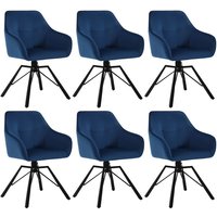 Esszimmerstühle 6er Set Küchenstuhl aus Samtbezug Polsterstuhl mit Armlehne Rückenlehne Drehstuhl Armlehnenstuhl für Esszimmer Wohnzimmer, Blau Esszimmerstühle 6er Set Küchenstuhl aus Samtbezug Polsterstuhl mit Armlehne Rückenlehne Drehstuhl Armlehnenstuhl für Esszimmer Wohnzimmer, Blau von WOLTU