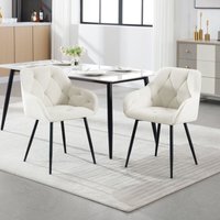 Woltu - 2er Esszimmerstühle Gepolstertem Sitzfläche aus Samt Metallbeine Küchenstuhl mit Rückenlehne Armlehnen Polsterstuhl Esszimmer Wohnzimmer Creme Woltu - 2er Esszimmerstühle Gepolstertem Sitzfläche aus Samt Metallbeine Küchenstuhl mit Rückenlehne Armlehnen Polsterstuhl Esszimmer Wohnzimmer Creme von WOLTU