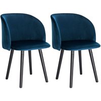 WOLTU Esszimmerstühle 2er Set Küchenstuhl Wohnzimmerstuhl Polsterstuhl Design Stuhl mit Armlehne, Sitzfläche aus Samt, Gestell aus Massivholz, Blau von WOLTU