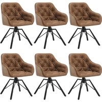 Esszimmerstühle drehbar 6er Set, Polsterstuhl Drehstuhl mit Armlehnen, Küchenstuhl Armlehnenstuhl für Esszimmer Küche Wohnzimmer, mit Metallbeinen von WOLTU