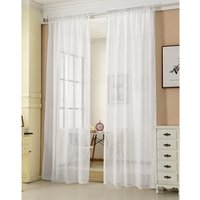 Gardinen transparent mit Kräuselband Vorhang Leinenoptik Halbtransparent Voile Leinenvorhang Stores Fensterschal Dekoschal Wohnzimmer Kinderzimmer von WOLTU