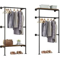 Industrielle Kleiderstange Wand,Garderobe für begehbaren Kleiderschrank,Kleiderständer mit Regal,für Schlafzimmer Ankleidezimmer - Woltu von WOLTU