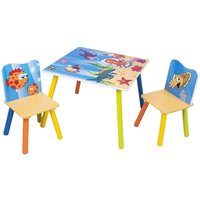 Kindertisch mit 2 Stühlen, Kindersitzgruppe mit Meer-Motiv, Tisch und Stühle für Kinder aus E1-MDF Massivholz, abgerundete Ecken sicher, Tisch von WOLTU