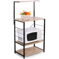 Küchenregal Standregal Mikrowellenhalter Bäcker Regal Haushaltsregal,Schwarz + Hell Eiche - Woltu Küchenregal Standregal Mikrowellenhalter Bäcker Regal Haushaltsregal,Schwarz + Hell Eiche - Woltu von WOLTU