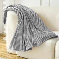 Woltu - Kuscheldecke Fleecedecke Flanell Decke Sofadecke Einfarbig Wohndecken Couchdecke warme Decke mit Streifenmuster Überwurf für Bett Couch, von WOLTU
