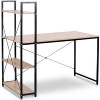 Woltu - Schreibtisch Computertisch Büromöbel pc Tisch Bürotisch Arbeitstisch aus Holz und Stahl, mit Ablage, ca. 120x64x120 cm, Heller Eiche+schwarz von WOLTU
