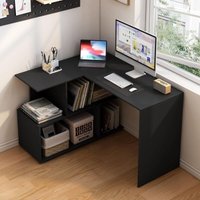 Schreibtisch, Computertisch L-Form, Eckschreibtisch mit Ablagefächern, Winkelschreibtisch mit Stauraum, Bürotisch Arbeitstisch, pc Laptop Tisch, aus Schreibtisch, Computertisch L-Form, Eckschreibtisch mit Ablagefächern, Winkelschreibtisch mit Stauraum, Bürotisch Arbeitstisch, pc Laptop Tisch, aus von WOLTU