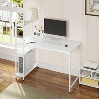 Schreibtisch Computertisch mit Regal Bürotisch Laptoptisch für Büro Home Office Schlafzimmer 120x64x120 cm, Weiß - Weiß - Woltu von WOLTU