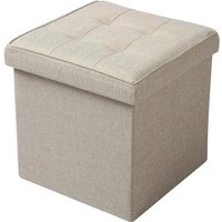 Sitzhocker mit Stauraum Sitzwürfel Sitzbank Faltbar Truhen Aufbewahrungsbox, Deckel Abnehmbar, Gepolsterte Sitzfläche aus Leinen, von WOLTU