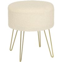 Sitzhocker mit Stauraum runder Fußhocker Teddy-Fleece Metallbeine beige - Woltu von WOLTU