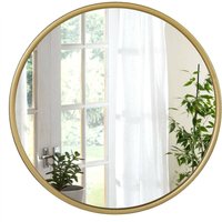 Spiegel rund mit Goldrahmen, runder Wandspiegel φ 40 cm, moderner Hängespiegel für Badezimmer Schlafzimmer Wohnzimmer Flur, dekorativer von WOLTU
