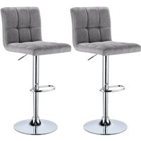 Stilvoller Barhocker 2er-Set Designer Barstuhl Hocker Tresenhocker aus Leinen & Metallbeinen hellgrau - Woltu von WOLTU