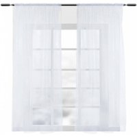 Vorhänge mit Kräuselband Stores Gardinen Weiß kurz transparent 140x175cm (BxH), 2er Set Gardinen Fensterschals Voile für Wohnzimmer Schlafzimmer von WOLTU