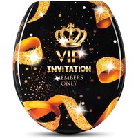 Wc Sitz mit Absenkautomatik,Toilettensitz Motiv,Toilettendeckel aus Duroplast,Stable Klodeckel Premium Toilettenbrille,Antibakteriell Oval,Gold vip Wc Sitz mit Absenkautomatik,Toilettensitz Motiv,Toilettendeckel aus Duroplast,Stable Klodeckel Premium Toilettenbrille,Antibakteriell Oval,Gold vip von WOLTU