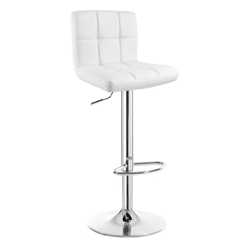 WOLTU® 1 x Barhocker Barstuhl Tresenhocker Stuhl drehbar und höhenverstellbar Tresen Hocker Kunstleder Weiss 9108-1 von WOLTU