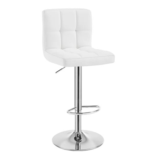 WOLTU 1 x Barhocker Barstuhl Tresenhocker Stuhl drehbar und höhenverstellbar Tresen Hocker Kunstleder Weiss 9108-1 von WOLTU