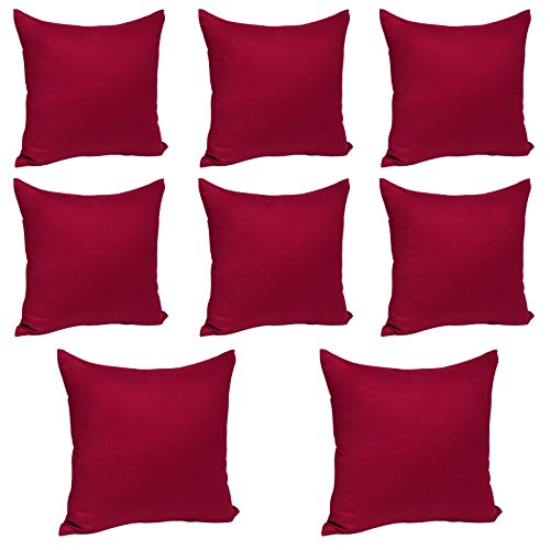 WOLTU® 8X Kissenbezug Kissenhülle 100% Baumwolle mit Reissverschluss, 8er Set Sofakissen Dekokissen Kopfkissen Hülle Bezüge Bezug, 35x35 cm, Bordeaux von WOLTU
