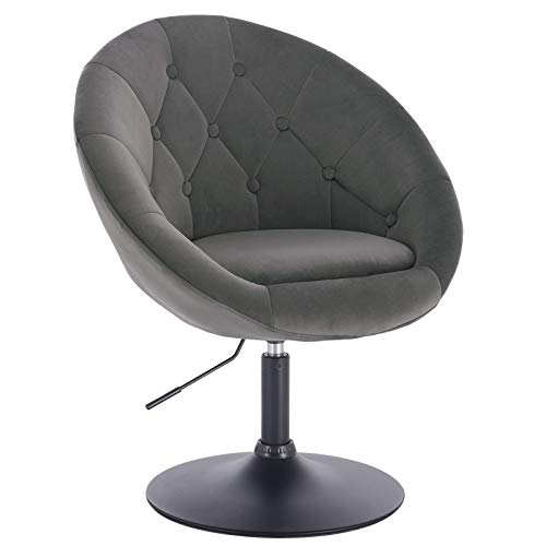 WOLTU® BH222dgr-1 1 x Barsessel Loungesessel mit Armlehne, stufenlose Höhenverstellung, Samt, Dunkelgrau von WOLTU