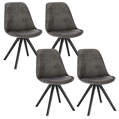 WOLTU Esszimmerstühle 4er Set, Küchenstuhl, Skandinavisch Design, schminktisch Stuhl, Loungesessel, Polsterstuhl, Retro Design Gepolsterter Stuhl, Sitzfläche aus Stoffbezug, Anthrazit, BH268an-4 von WOLTU