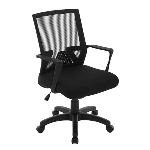 WOLTU® Bürostuhl Schreibtischstuhl Drehstuhl Computerstuhl Mesh PC Stuhl, ergonomisch, mit Armlehne, mit Wippfunktion, Netzbezug, Gestell aus Nylon, höhenverstellbar, Schwarz, BS88sz von WOLTU