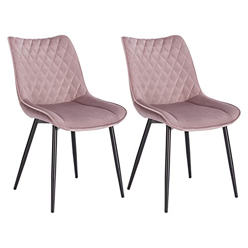 WOLTU Esszimmerstühle 2er Set, Küchenstühle, Wohnzimmerstühle, Polsterstühle mit Rückenlehne, für Esszimmer, Küche, Wohnzimmer, Büro, Sitzfläche aus Samt, Metallbeine, Rosa BH209rs-2 von WOLTU