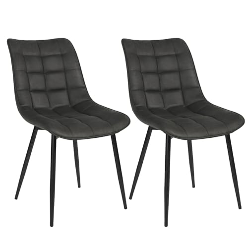 WOLTU Esszimmerstühle 2er Set Küchenstuhl Polsterstuhl Wohnzimmerstuhl Sessel mit Rückenlehne, Sitzfläche aus Stoffbezug, Metallbeine, Anthrazit BH247an-2 von WOLTU