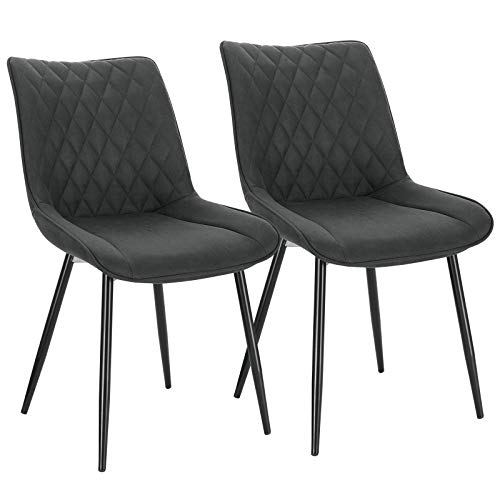 WOLTU Esszimmerstühle 2er Set, Küchenstühle, Wohnzimmerstühle, Polsterstühle mit Rückenlehne, für Esszimmer, Küche, Wohnzimmer, Büro, Sitzfläche aus Stoffbezug, Metallbeine, Anthrazit BH248an-2 von WOLTU