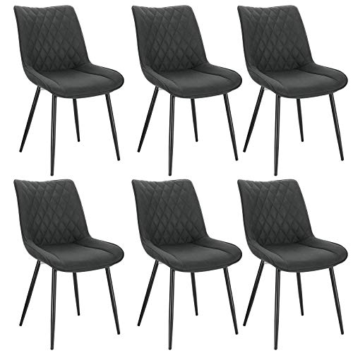 WOLTU Esszimmerstühle 6er Set, Küchenstühle, Wohnzimmerstühle, Polsterstühle mit Rückenlehne, für Esszimmer, Küche, Wohnzimmer, Büro, Sitzfläche aus Stoffbezug, Metallbeine, Anthrazit BH248an-6 von WOLTU