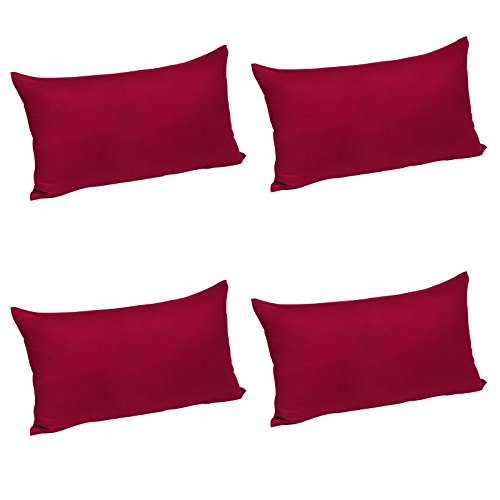 WOLTU® KB5143bdQ2-2, 4X Kissenbezug Kissenhülle 100% Baumwolle mit Reissverschluss, 4er Set Sofakissen Dekokissen Kopfkissen Hülle Bezüge Bezug, 40x80 cm, Bordeaux von WOLTU