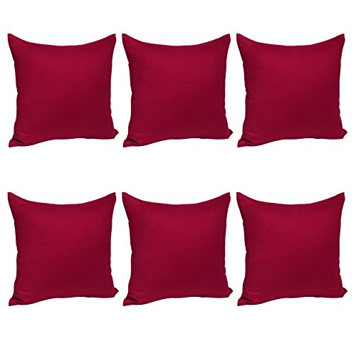 WOLTU® KB5144bdQ2-3, 6X Kissenbezug Kissenhülle 100% Baumwolle mit Reissverschluss, 6er Set Sofakissen Dekokissen Kopfkissen Hülle Bezüge Bezug, 50x50 cm, Bordeaux von WOLTU