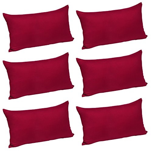 WOLTU® KB5148bdQ2-3, 6X Kissenbezug Kissenhülle 100% Baumwolle mit Reissverschluss, 6er Set Sofakissen Dekokissen Kopfkissen Hülle Bezüge Bezug, 30x50 cm, Bordeaux von WOLTU