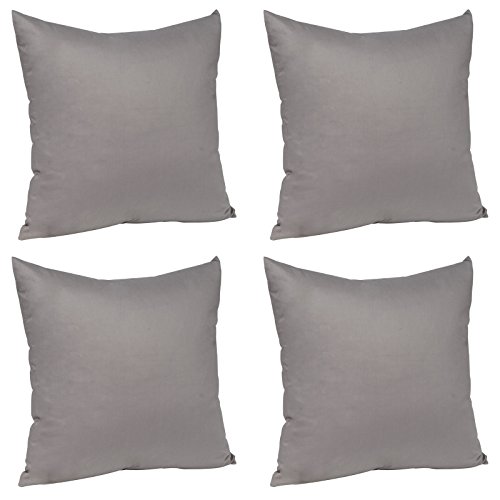 WOLTU® 4X Kissenbezug Kissenhülle 100% Baumwolle mit Reissverschluss, 4er Set Sofakissen Dekokissen Kopfkissen Hülle Bezüge Bezug, 35x35 cm, Dunkel Grau von WOLTU