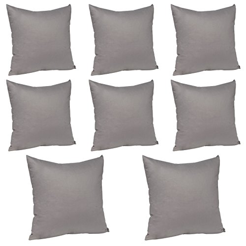WOLTU® 8X Kissenbezug Kissenhülle 100% Baumwolle mit Reissverschluss, 8er Set Sofakissen Dekokissen Kopfkissen Hülle Bezüge Bezug, 35x35 cm, Dunkel Grau von WOLTU