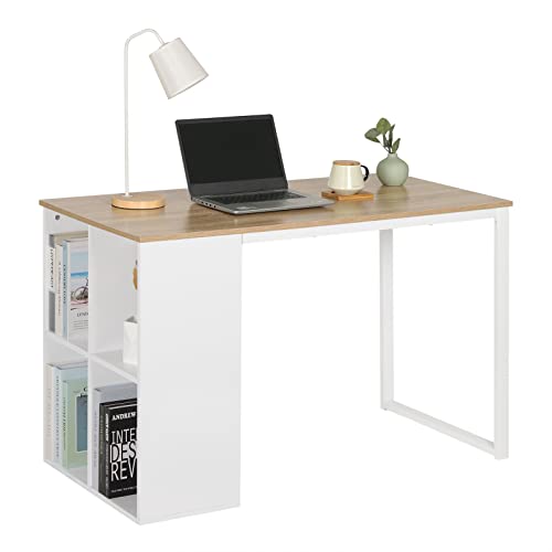 WOLTU® Schreibtisch TSG26hei Computertisch Bürotisch Arbeitstisch PC Laptop Tisch, in Melamin, mit 4 Ablageflächen, Gestell aus Stahl, 120x60x75cm(BxTxH), Holz, Hell Eiche von WOLTU