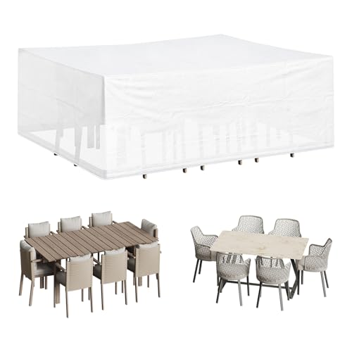 WOLTU Schutzhülle Möbelsets, 242x162x100 cm, Abdeckung für Gartenmöbel, Abdeckhaube aus PE, Plane UV-Beständig wasserabweisend Winterfest reißfest, Transparent von WOLTU