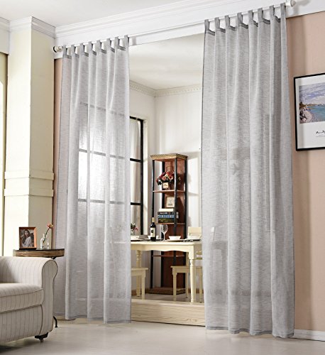 WOLTU Gardinen transparent mit Schlaufen Leinen Optik, Schlaufenschal Leinenvorhang im Landhausstil Stores Voile Fensterschal für Wohnzimmer Kinderzimmer Schlafzimmer, 140x225 cm Hellgrau (1 Stück) von WOLTU