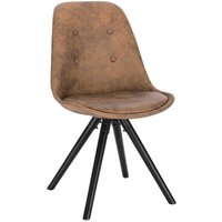 WOLTU 1 Stück Esszimmerstuhl, Sitzfläche aus Stoffbezug, Design Stuhl, Küchenstuhl, Holzgestell, Antiklederoptik Dunkelbraun von WOLTU