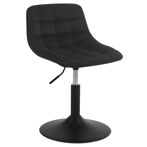 WOLTU 1 X Verstellbarer Sitzhocker Stuhl Esszimmerstuhl Schminkhocker Kommerzieller Shop Mehrzweck 360° Schwenken Samt Schwarz Sitz 38-49.5cm Hoch von WOLTU