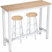 1 x Bartisch + 2 x Barhocker Set, Metallgestell, mdf eiche hell - Woltu von WOLTU