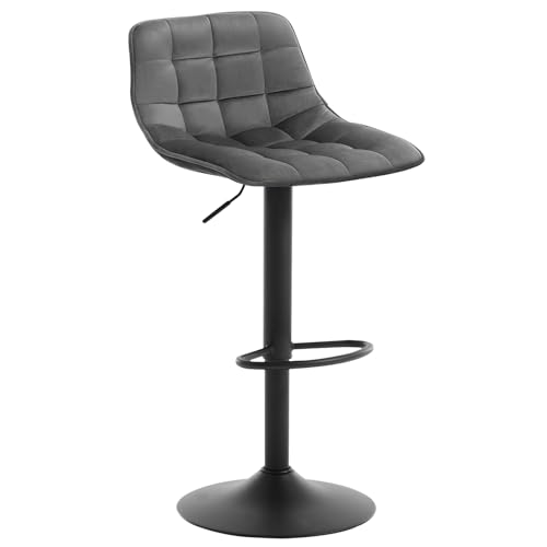 WOLTU 1x Barhocker Barstuhl Tresenhocker Bistrohocker Designer Hocker mit Rückenlehne, aus Samt und Metall, höhenverstellbar drehbar, Dunkelgrau von WOLTU