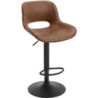 1x Barhocker Barstuhl mit Rückenlehne Fußstütze Tresenhocker Bistrohocker höhenverstellbar 360° Drehstuhl aus Kunstleder Metall Braun - Braun - Woltu von WOLTU