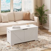 Woltu - 1x Sitzbank sitzhocker Holz Sitztruhe mit Stauraum Sitzfläche Truhenbank für Flur Schlafzimmer Wohnzimmer bis 150 kg belastbar Weiß - Weiß von WOLTU