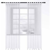 WOLTU 2 Stücke Gardinen transparent mit Schlaufen Vorhang Voile Tüll weiß 140 x 225 cm von WOLTU